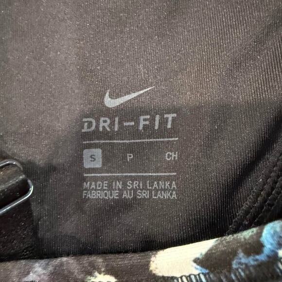 Nike Indy Floral Print DriFit Racerback Low Impact Sports Bra Womens Small Black - Picture 5 of 7